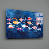 Illustration Fishes Glass Wall Art