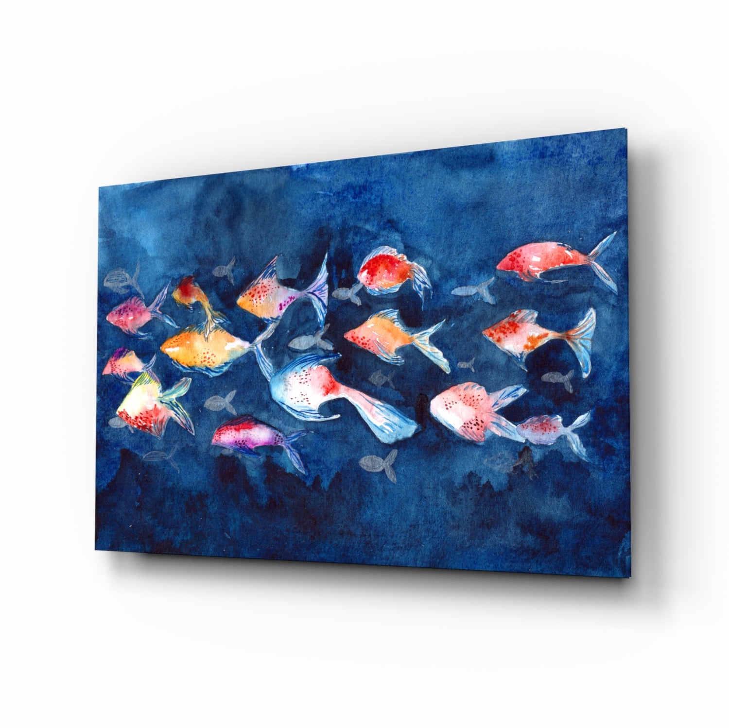 Illustration Fishes Glass Wall Art