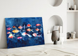 Illustration Fishes Glass Wall Art