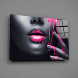 Pink Painted Woman Glass Wall Art