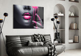 Pink Painted Woman Glass Wall Art