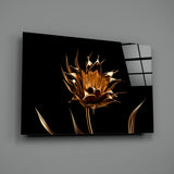 Golden Flower Glass Wall Art