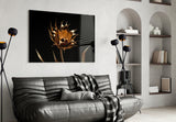 Golden Flower Glass Wall Art