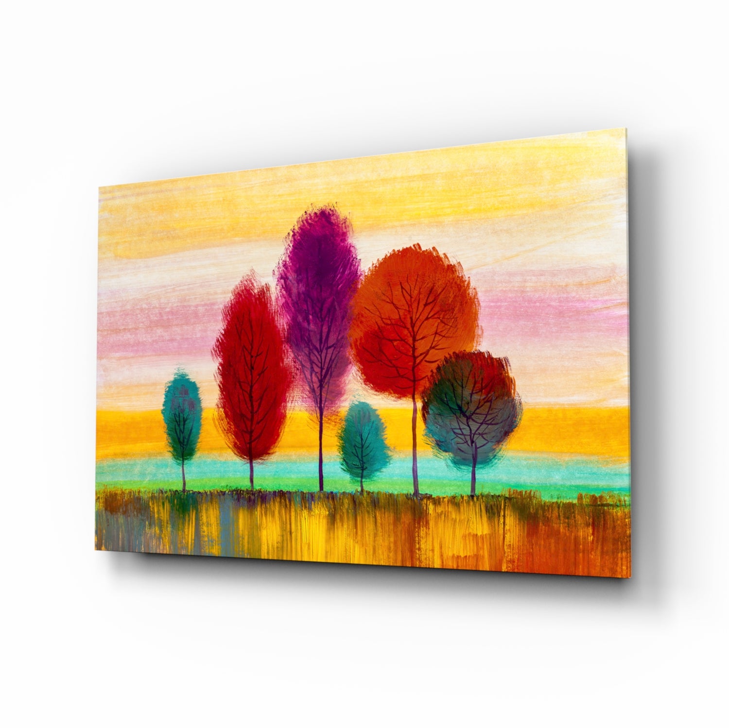 Colorful Trees Glass Wall Art