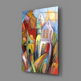 Colorful Houses Glass Wall Art