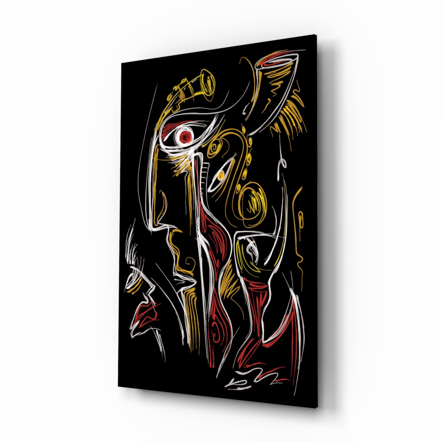 Abstract Faces Glass Wall Art