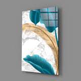 Turquoise Leaves Glass Wall Art