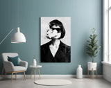 Black and White Woman Glass Wall Art