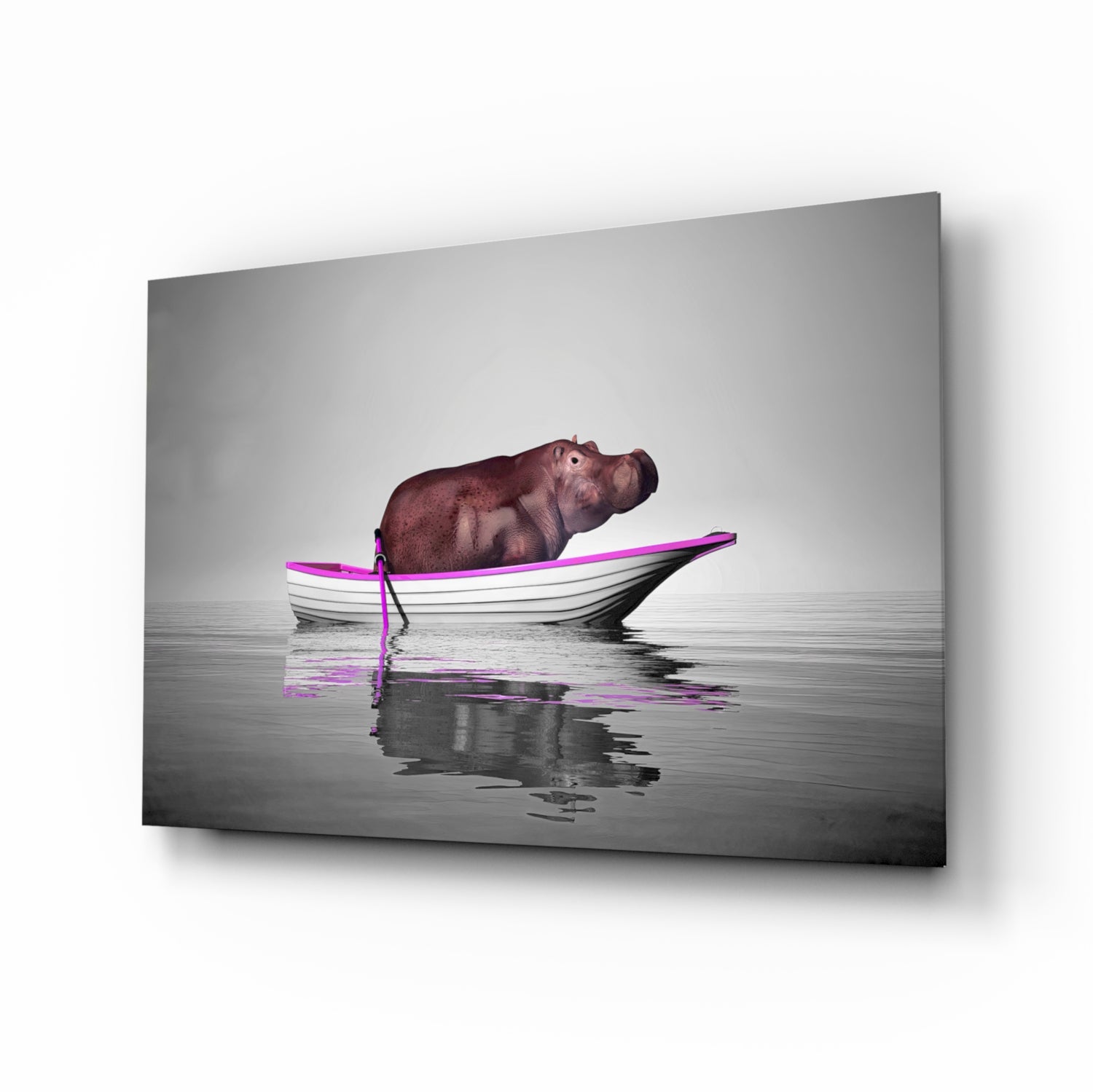 Hippo Glass Wall Art