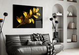 Yellow Leaves Glass Wall Art