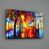 Lighted Street Glass Wall Art