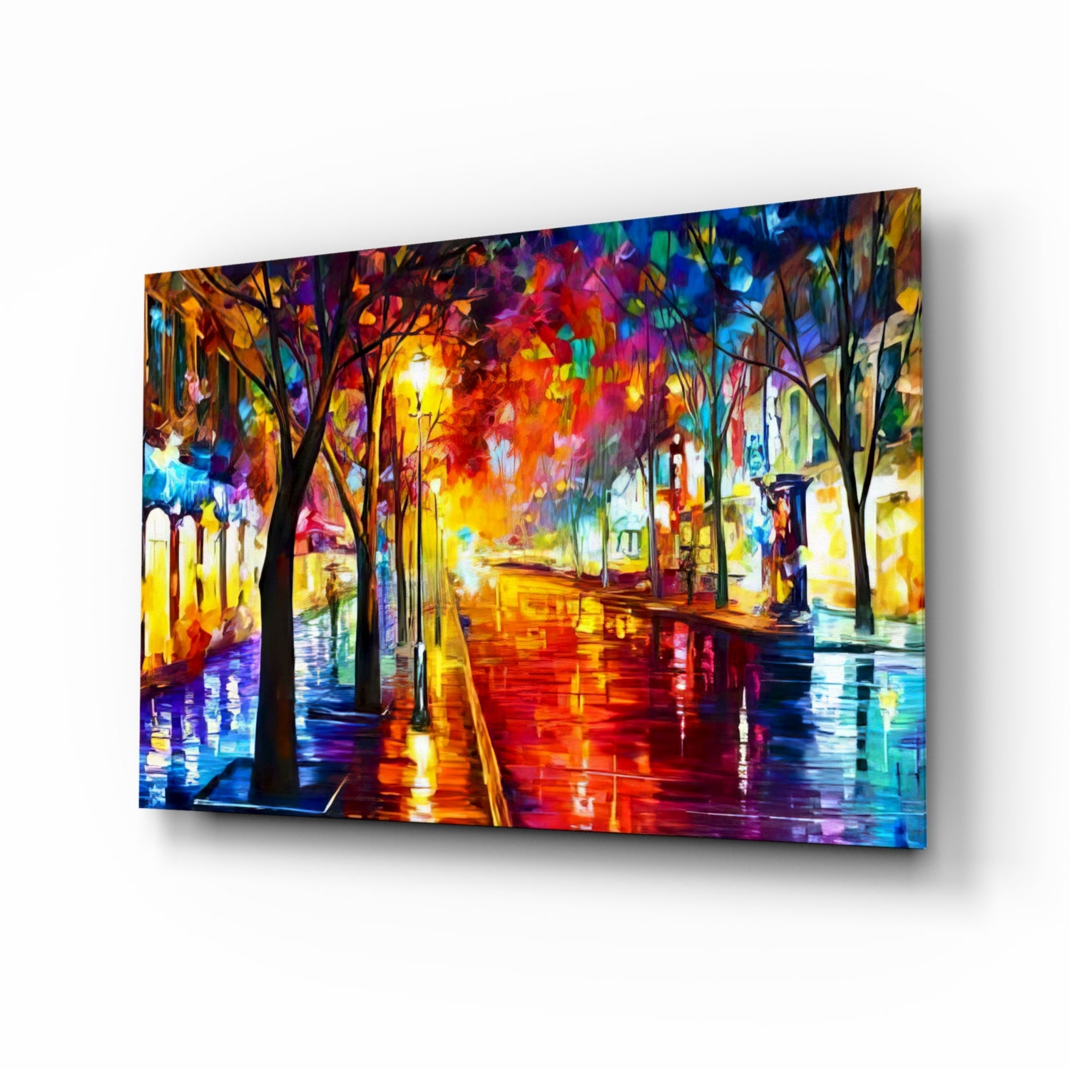 Lighted Street Glass Wall Art