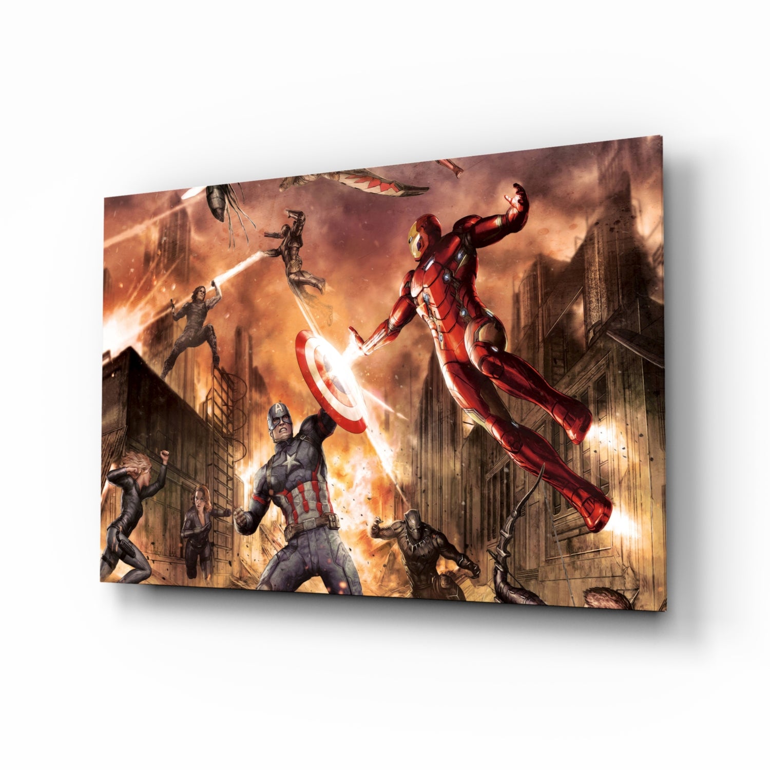 Captain America vs Iron Man Glass Wall Art