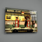 Marilyn Elvis Humphrey - Retro Gas Station Glass Wall Art