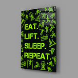 Eat, Lift, Sleep Glass Wall Art