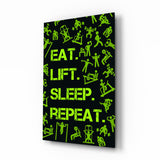 Eat, Lift, Sleep Glass Wall Art