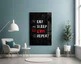 Eat, Sleep, Gym Glass Wall Art