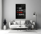 Eat, Sleep, Gym Glass Wall Art