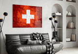 Flag of Switzerland Glass Wall Art