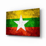 Flag of Myanmar Glass Wall Art