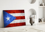 Flag of Puerto Rico Glass Wall Art