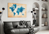 World Map Glass Wall Art