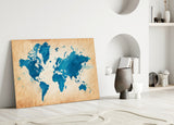 World Map Glass Wall Art