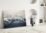 Snowy Mountains Glass Wall Art