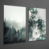 Tones of Green 2 Pieces Combine Glass Wall Art | Insigne Art Design