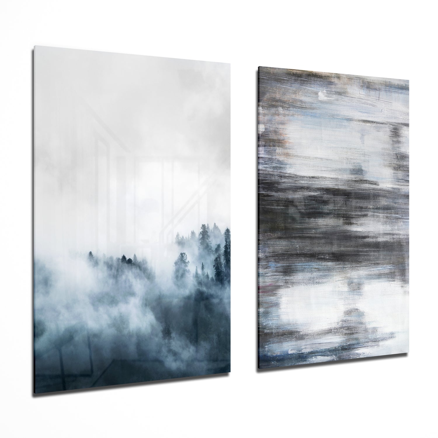 Blue Touches 2 Pieces Combine Glass Wall Art | Insigne Art Design