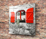 Red Window Glass Wall Art