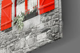 Red Window Glass Wall Art