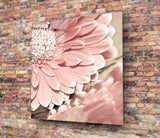 Pink Flower Glass Wall Art