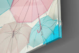 Colorful Umbrellas Glass Wall Art