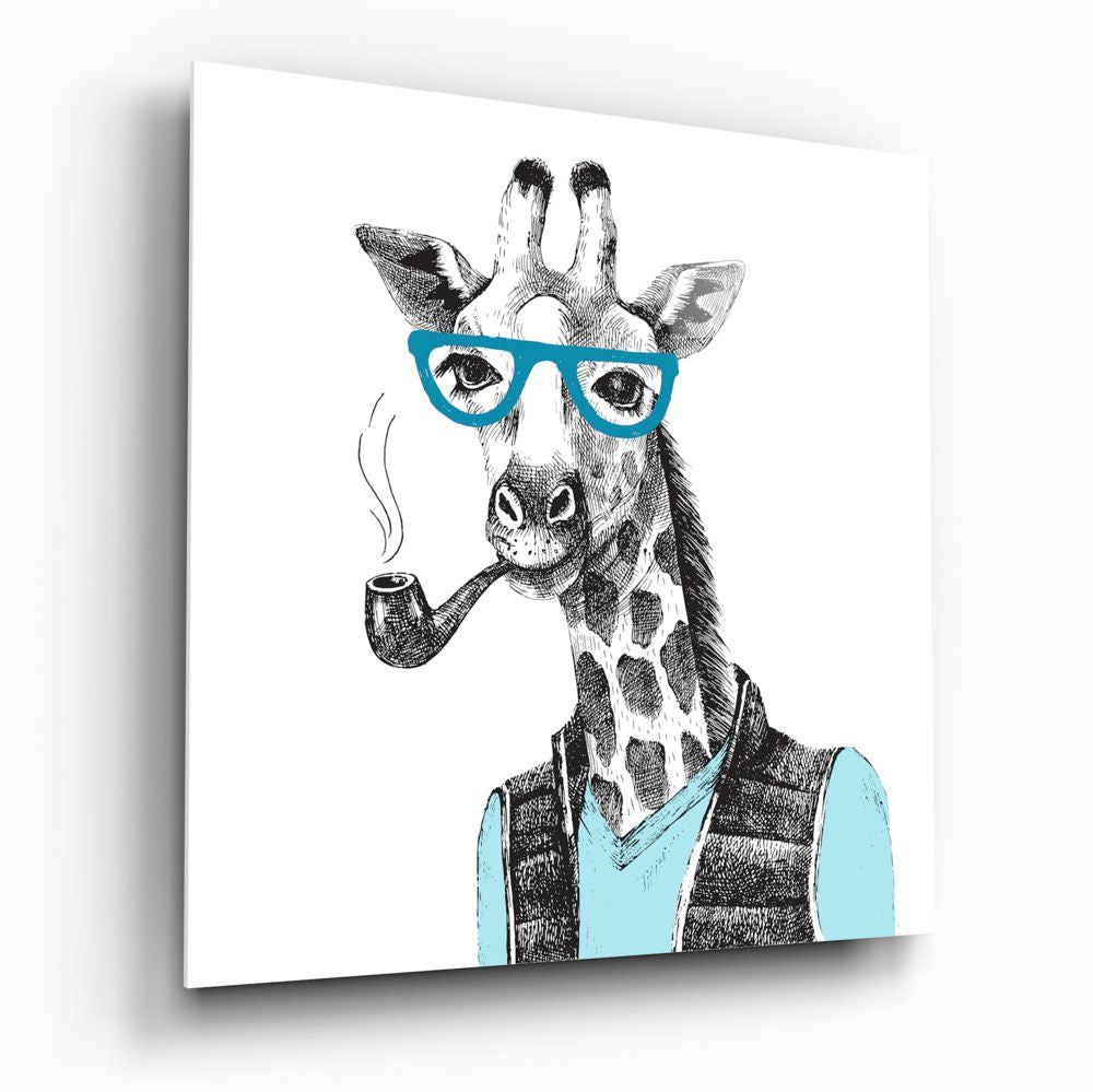 Mr. Giraffe Glass Wall Art