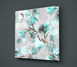 Green Flower Glass Wall Art