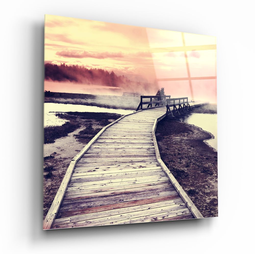 Sunset Landscape Glass Wall Art