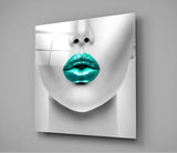 Emerald Lips Glass Wall Art