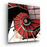 Red Stair Glass Wall Art | Insigne Art Design