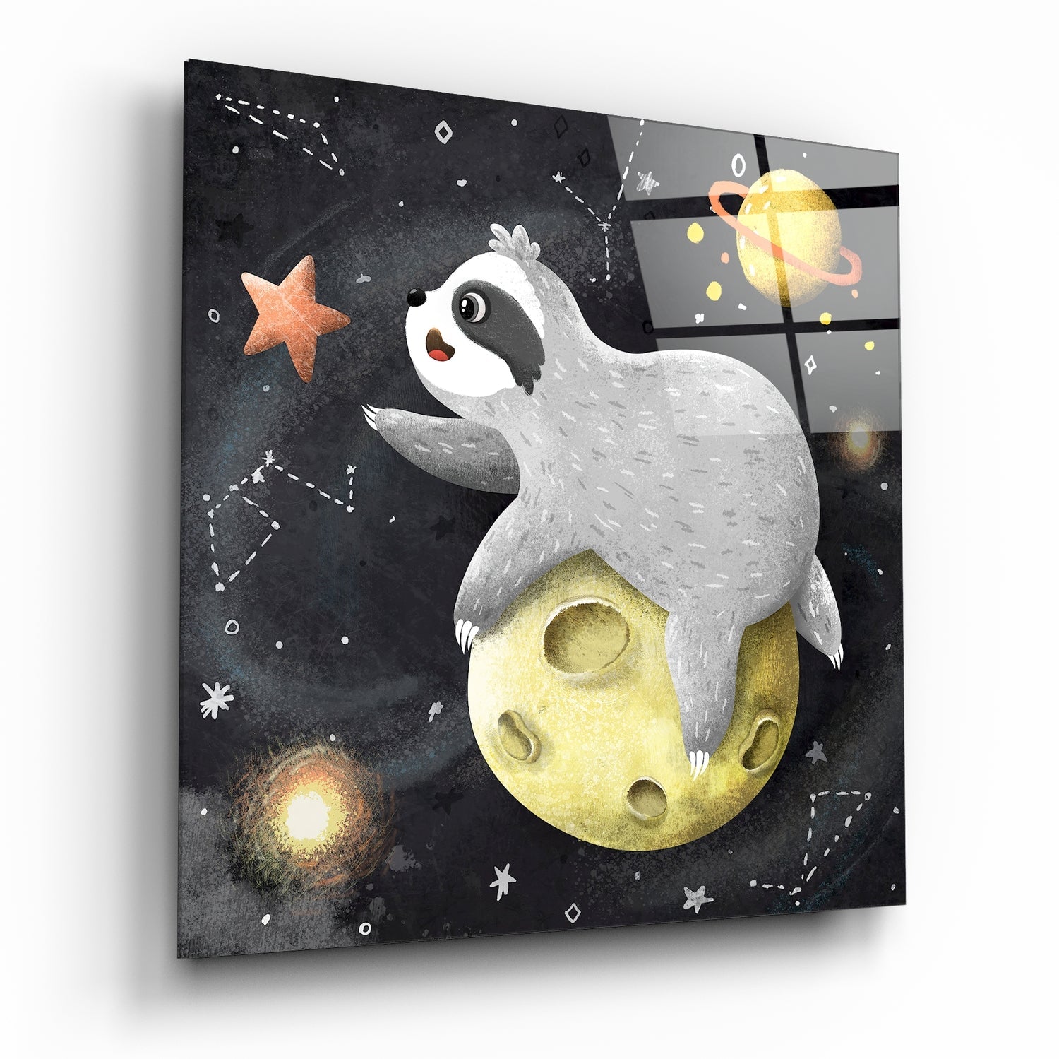 Laziness on the Moon Glass Wall Art | Insigne Art Design