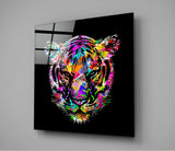 Colored Tiger Glass Wall Art | Insigne Art Design