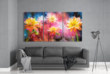 Yellow Flowers Mega Glass Wall Art | Insigne Art Design