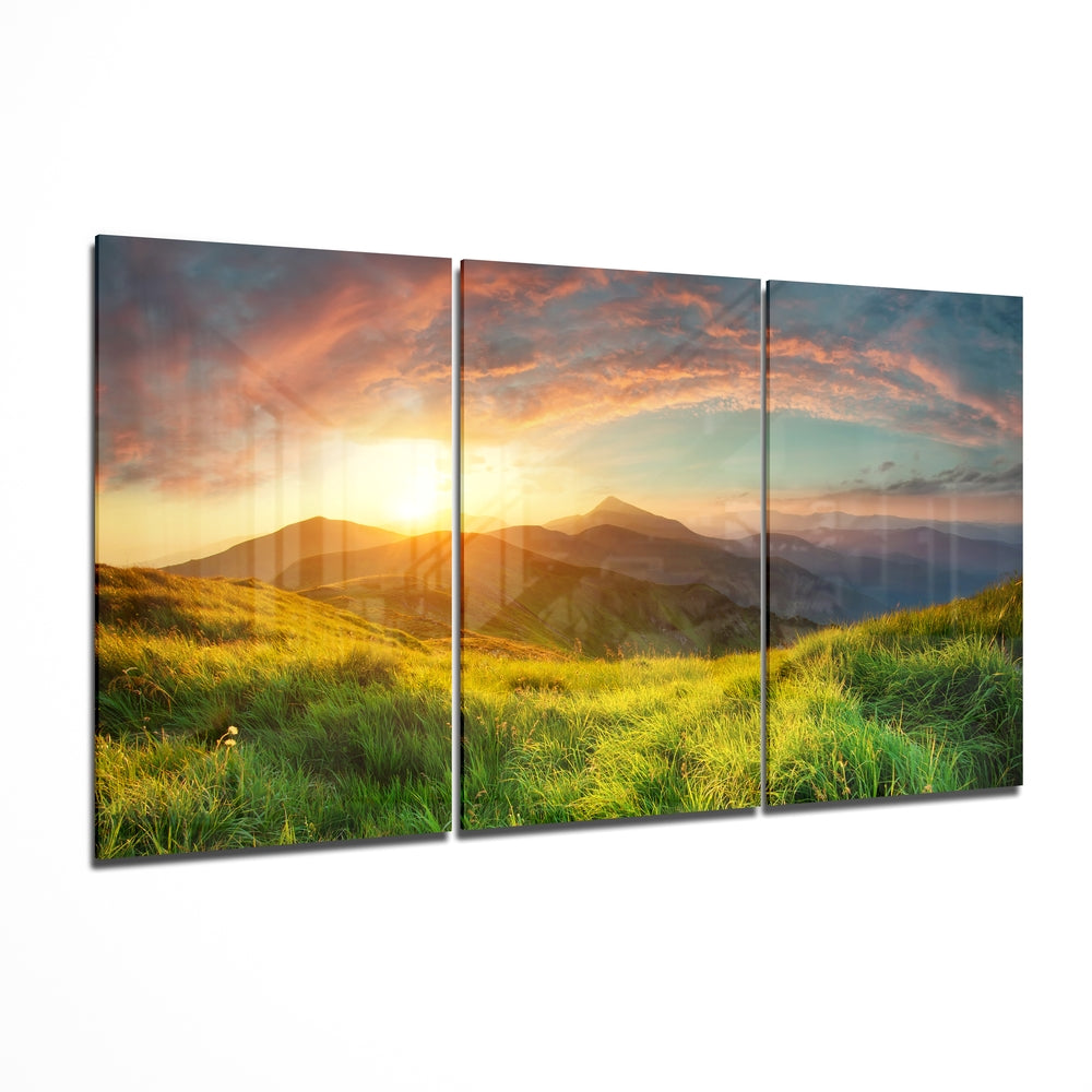 Sunset in the Countryside Mega Glass Wall Art | Insigne Art Design