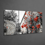 Red Flowers Mega Glass Wall Art | Insigne Art Design