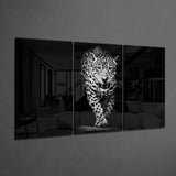 Leopard in the Dark Mega Glass Wall Art | Insigne Art Design