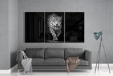 Leopard in the Dark Mega Glass Wall Art | Insigne Art Design