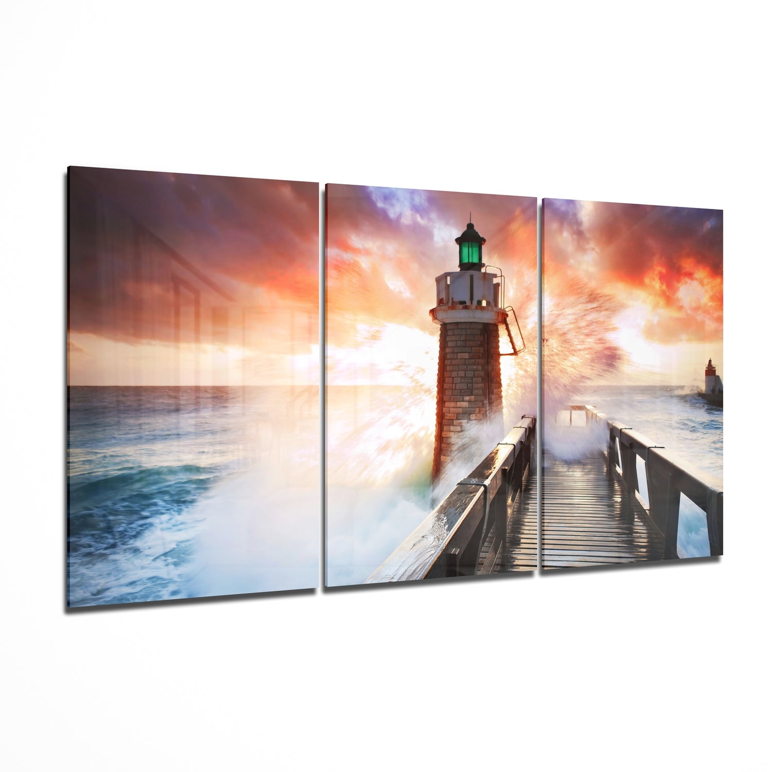 Lighthouse and Pier Glass Wall Art | Insigne Art Design