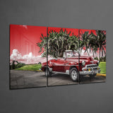 Red Classic Car Glass Art | Insigne Art Design