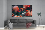 Flamingos 4 Pieces Mega Glass Wall Art (59"x36") | Insigne Art Design