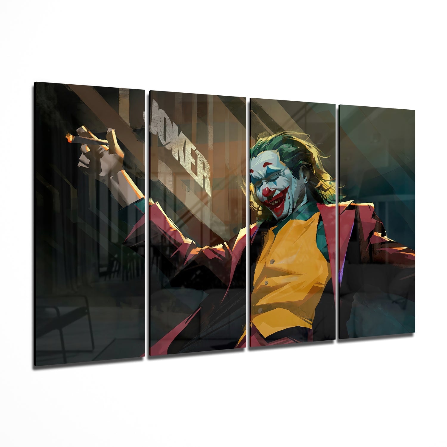 Joker 4 Pieces Mega Glass Wall Art (59"x36") | Insigne Art Design